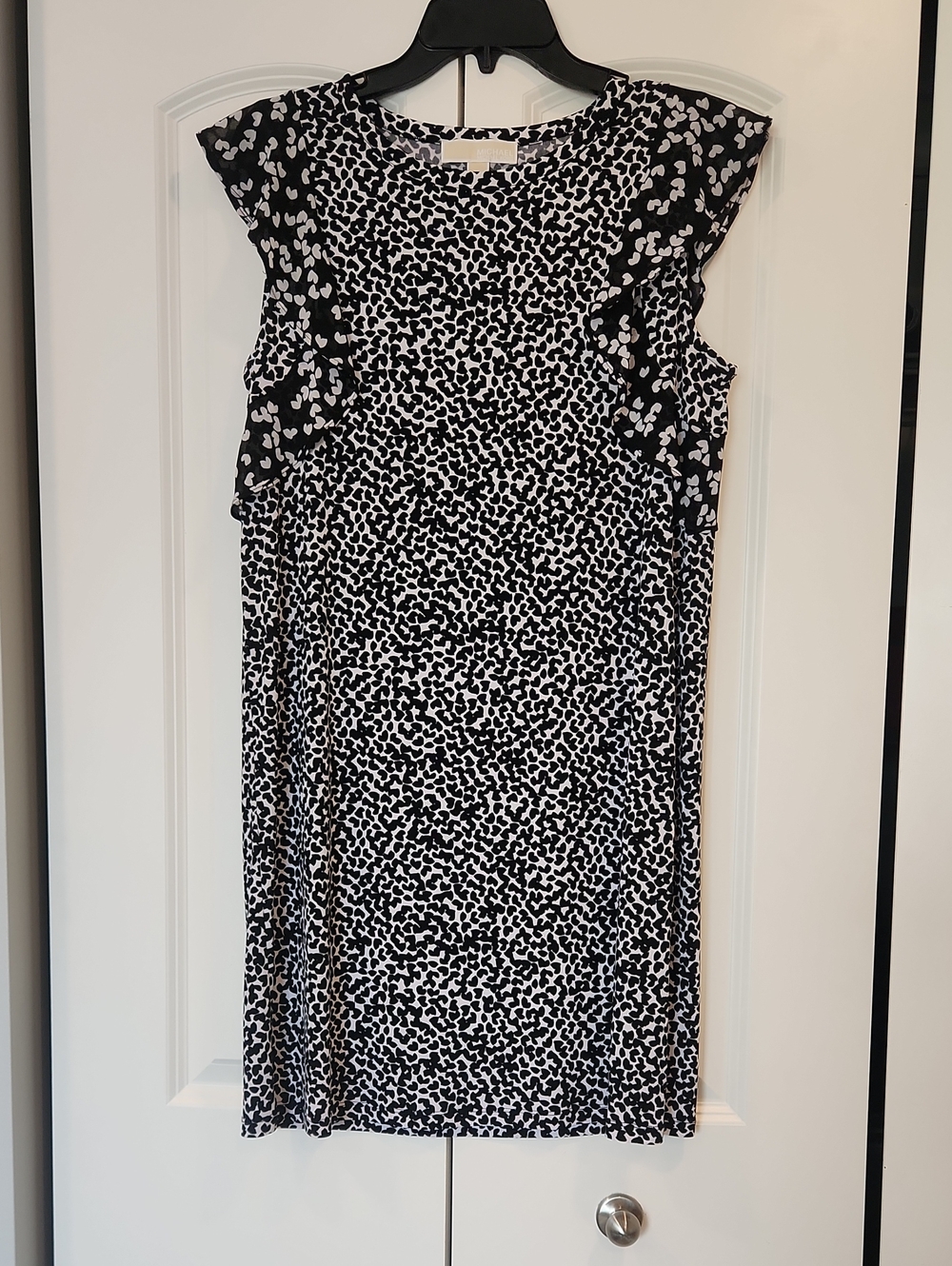 MICHAEL Michael Kors Black & White Printed Ruffle Sleeve Dress